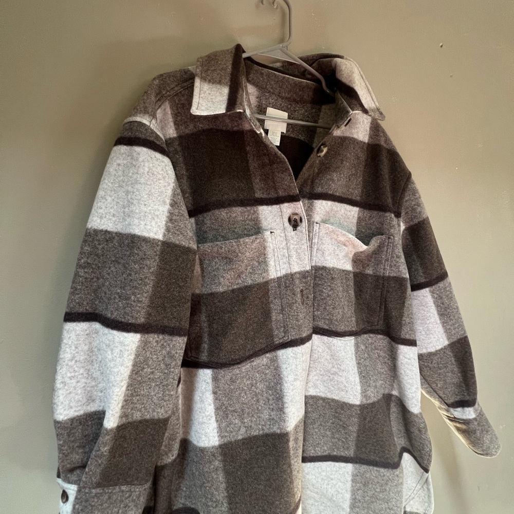 H&M Plaid Jacket - Black, Gray, White